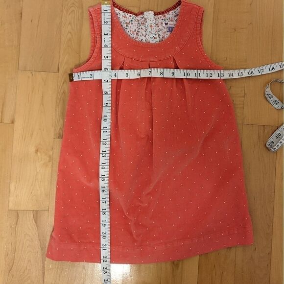 John LEWIS girl cordoroy coral polka dots dress size 5 yo but fit 3-4 @F - Picture 7 of 7